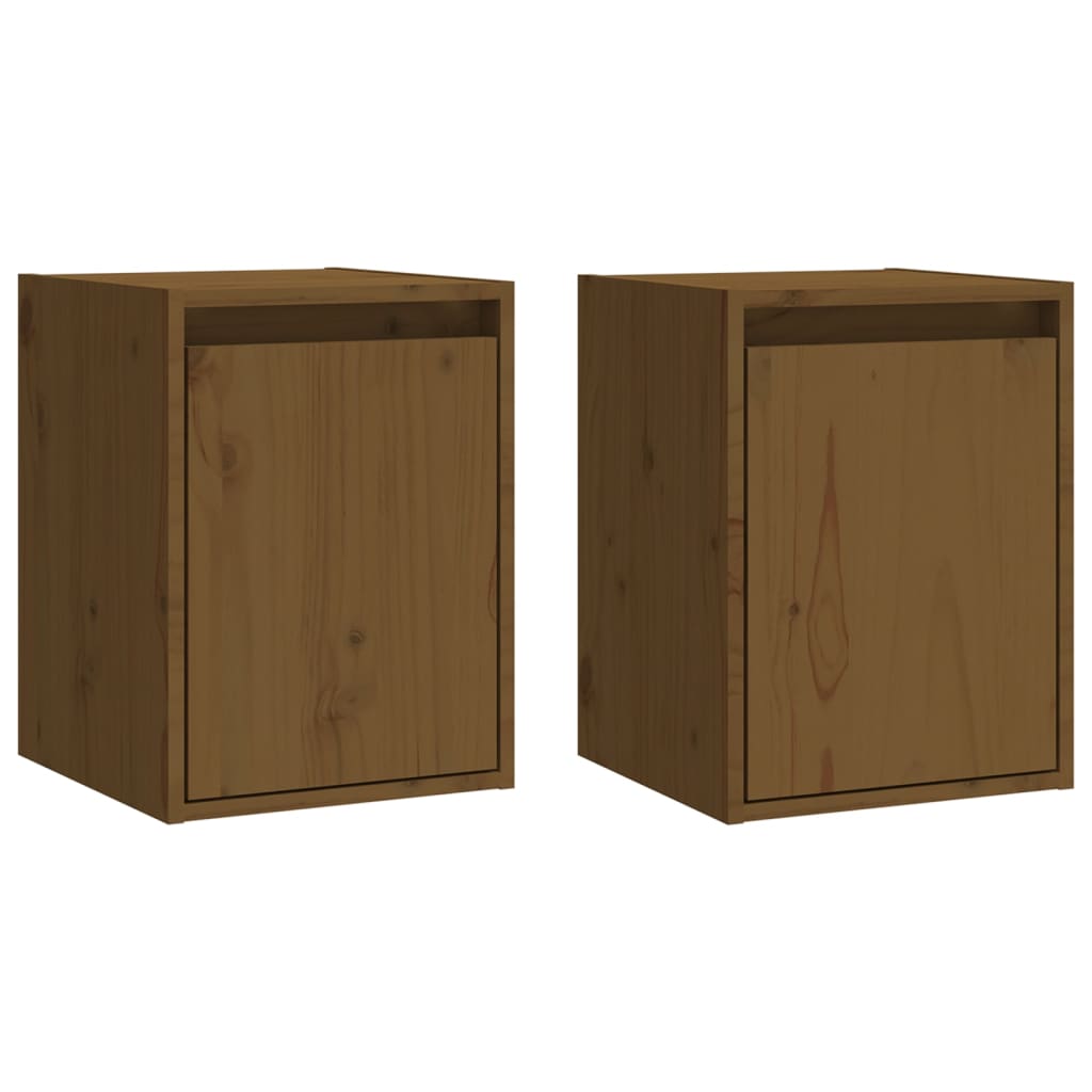 Wall cabinets 2 pcs brown honey 30x30x40 cm solid pine