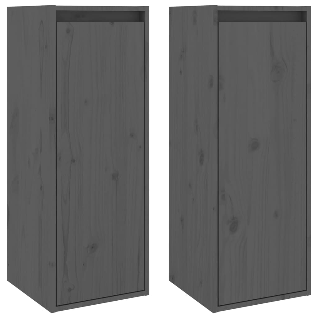 Wall cabinets 2 pcs gray 30x30x80 cm solid pine wood
