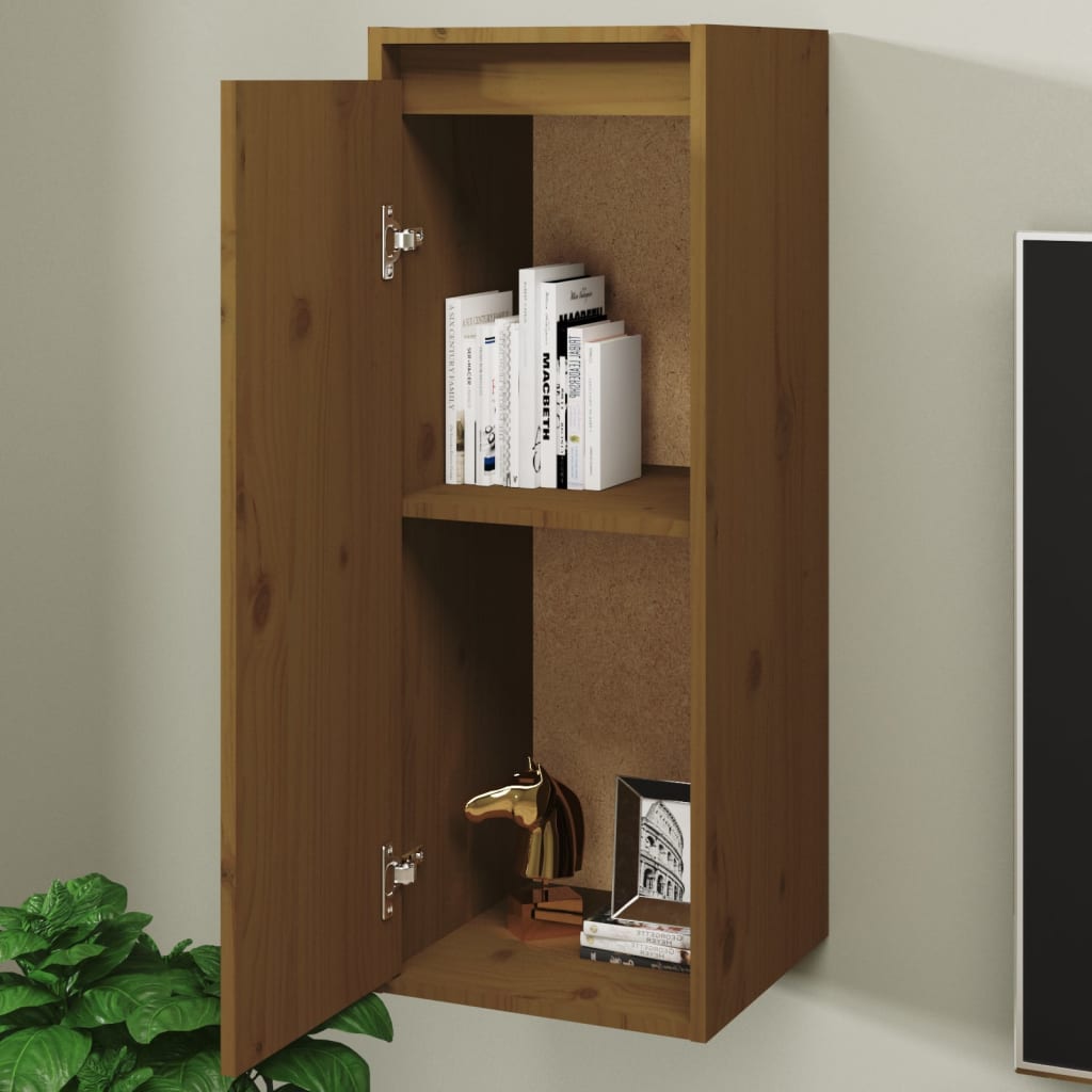Honey brown wall cabinet 30x30x80 cm solid pine wood