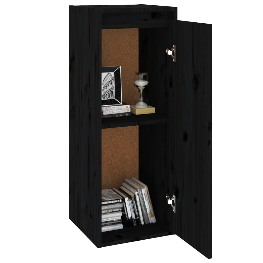 Black wall cabinet 30x30x80 cm Solid pine wood