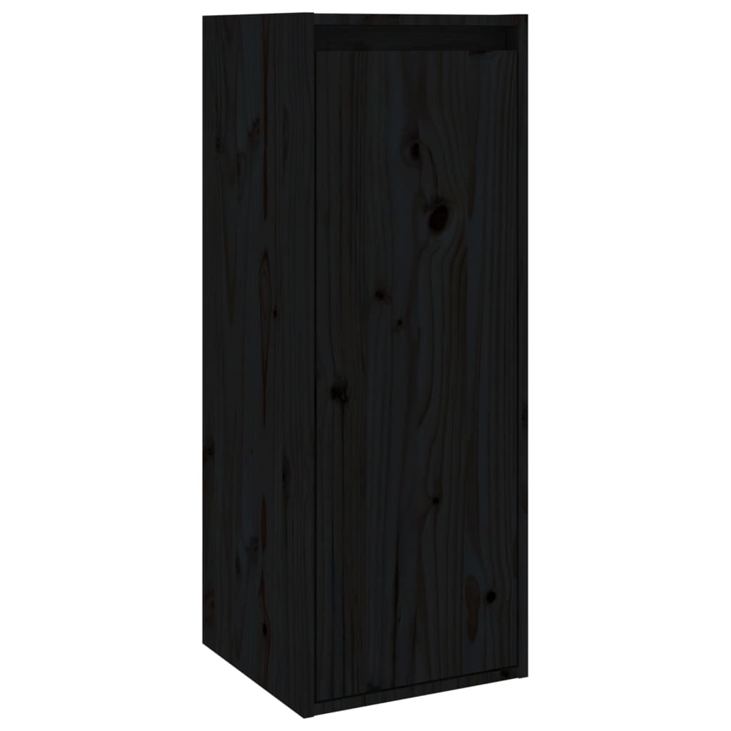 Wall cabinets 2 pcs black 30x30x80 cm solid pine wood