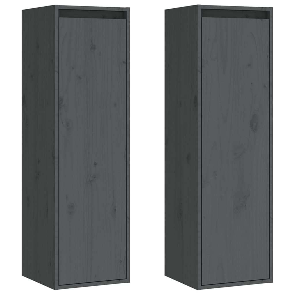 Wall cabinets 2 pcs gray 30x30x100 cm solid pine wood