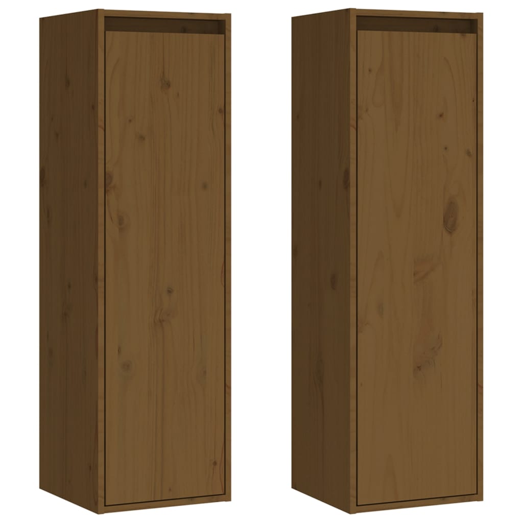 Wall cabinets 2 pcs brown honey 30x30x100 cm solid pine