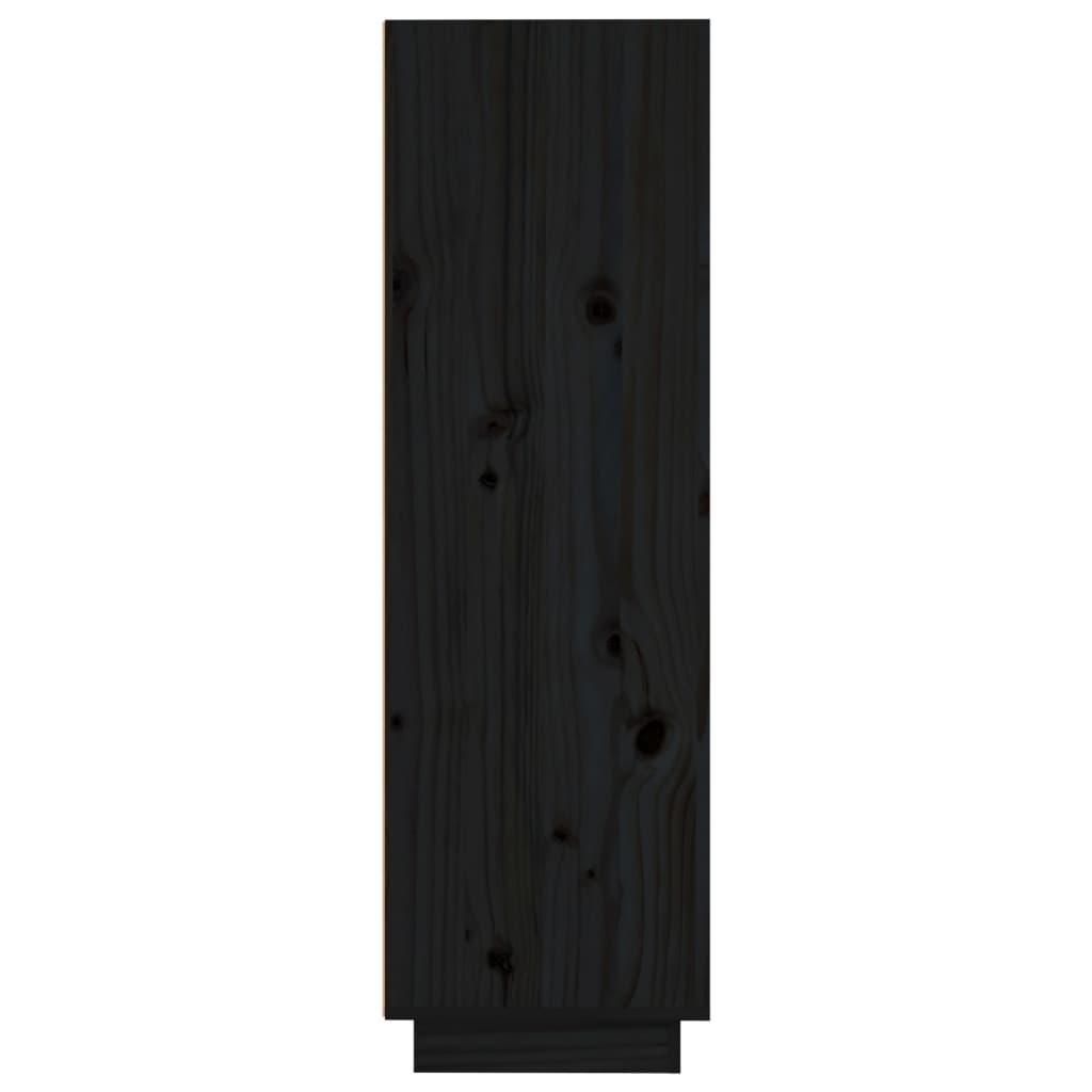 Credenza nera 37x34x110 cm Legno di pino massiccio