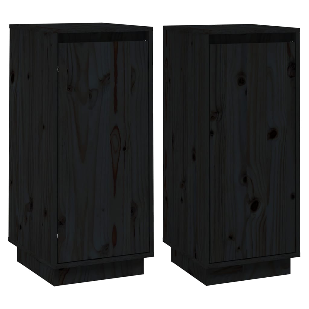 2 pcs black buffets 31.5x34x75 cm solid pine wood