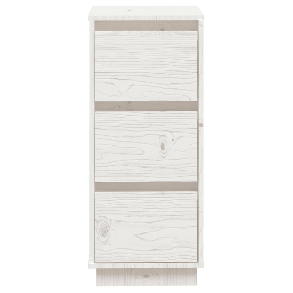 2 pezzi buffet bianchi 32x34x75 cm in legno di pino solido