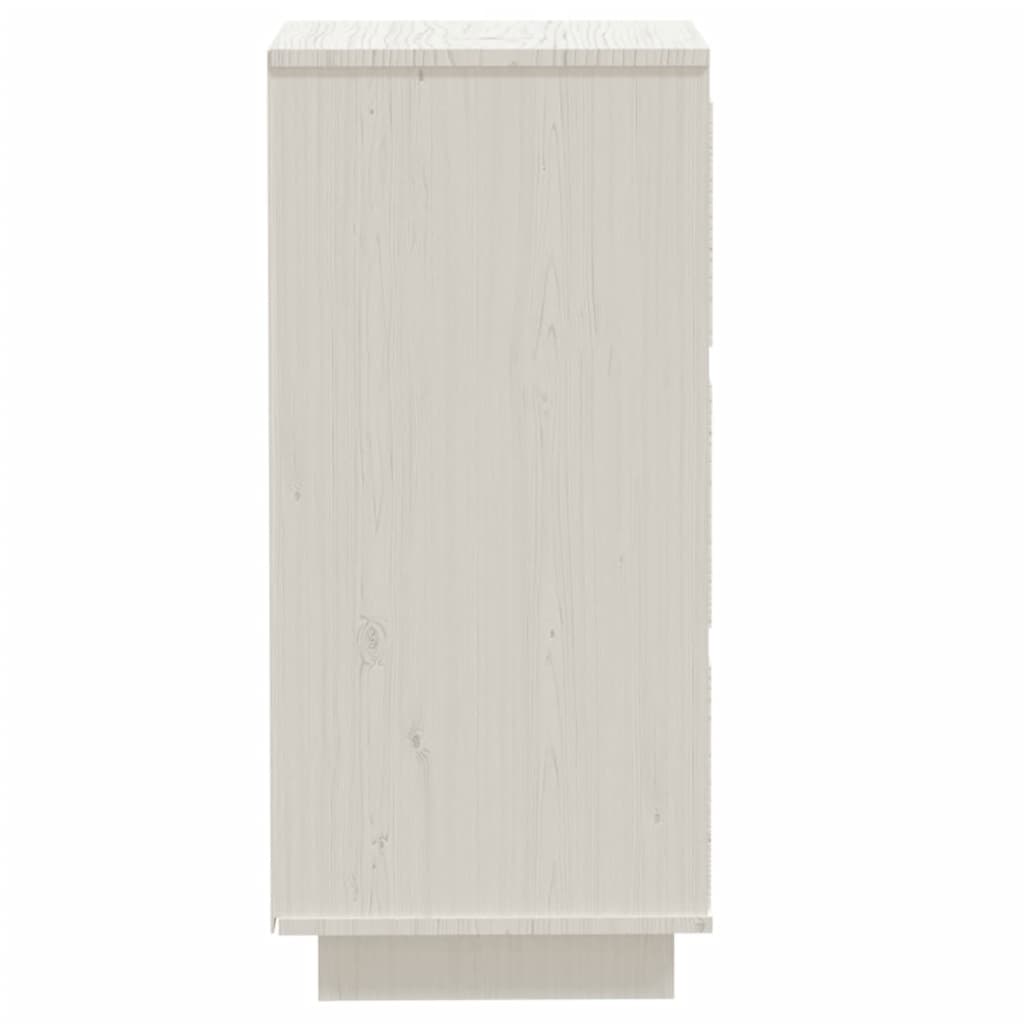 2 pezzi buffet bianchi 32x34x75 cm in legno di pino solido