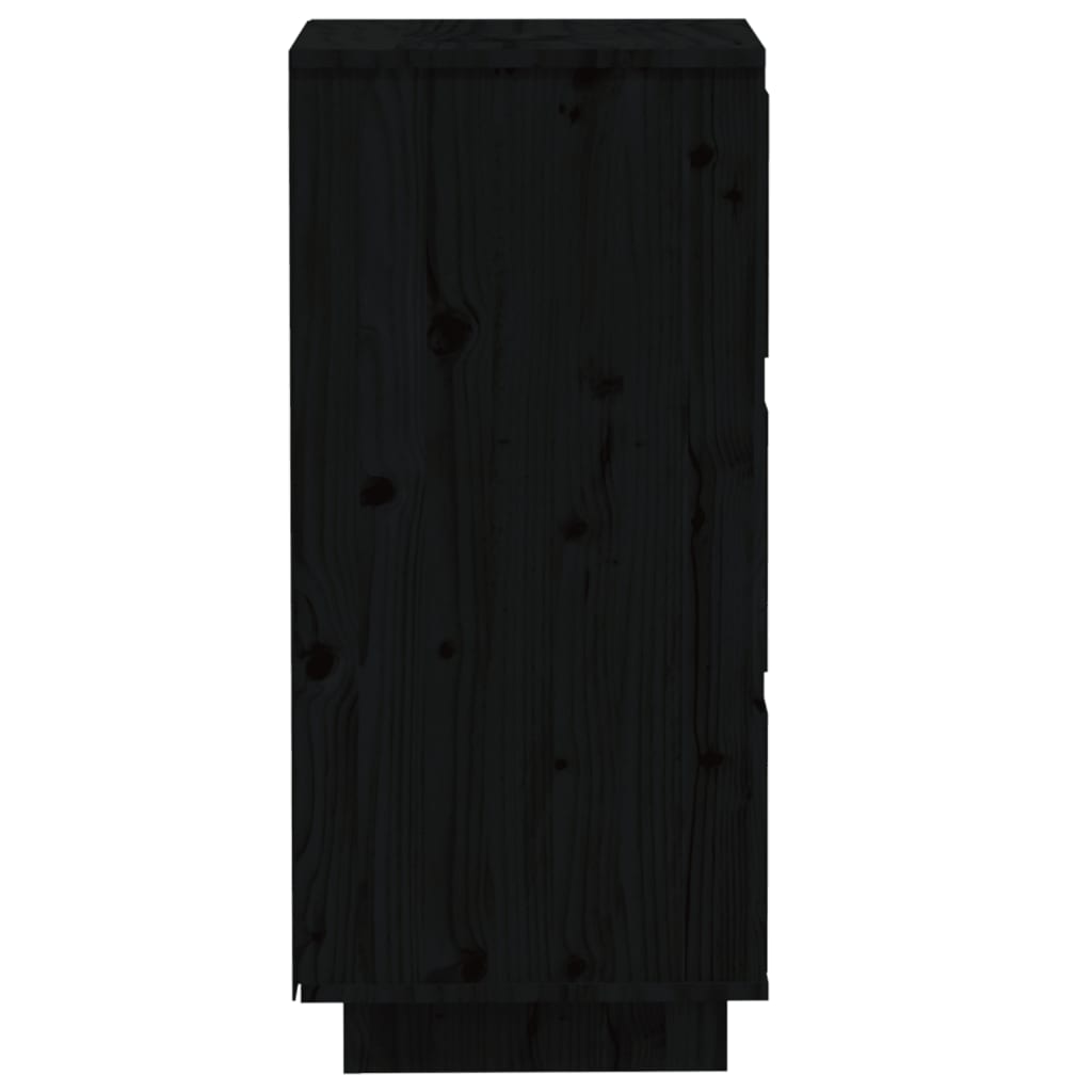 2 pcs black buffets 32x34x75 cm solid pine wood