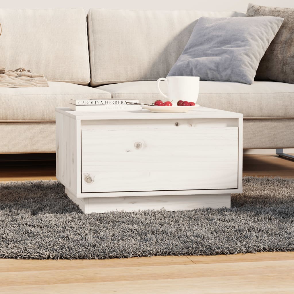 White coffee table 55x56x32 cm solid pine wood