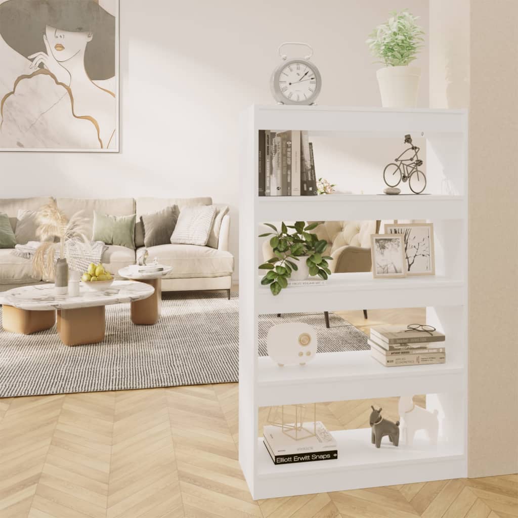 Libreria/parete bianca 80x30x135 cm in derivati ​​del legno