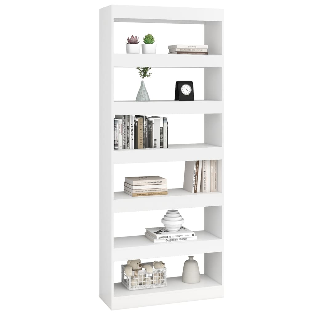 Libreria/divisorio per ambienti in derivati ​​del legno bianco