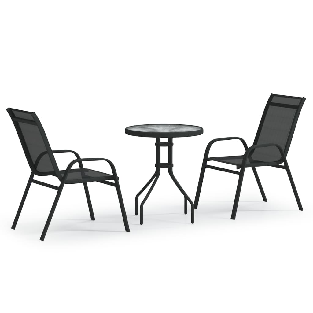 Set bistrot da giardino 3 pezzi Nero