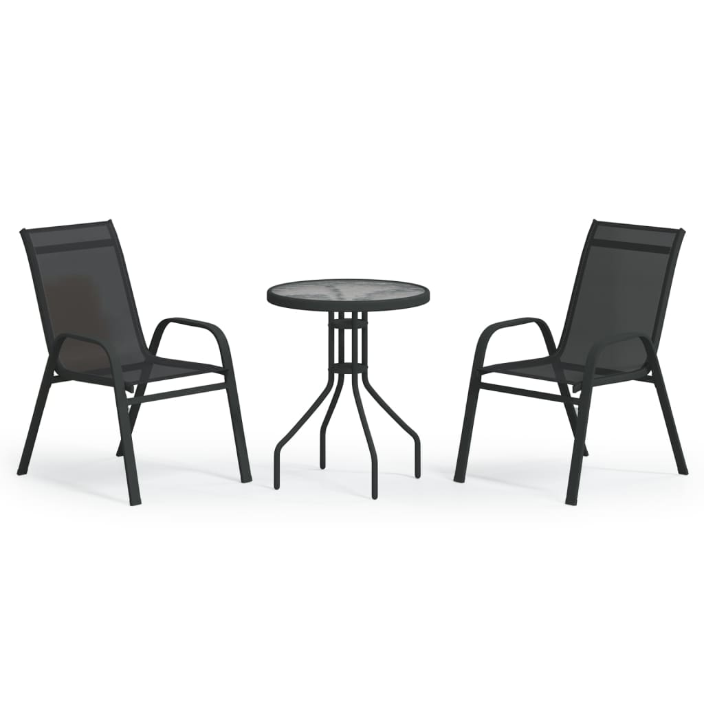 Ensemble de bistro de jardin 3 pcs Noir