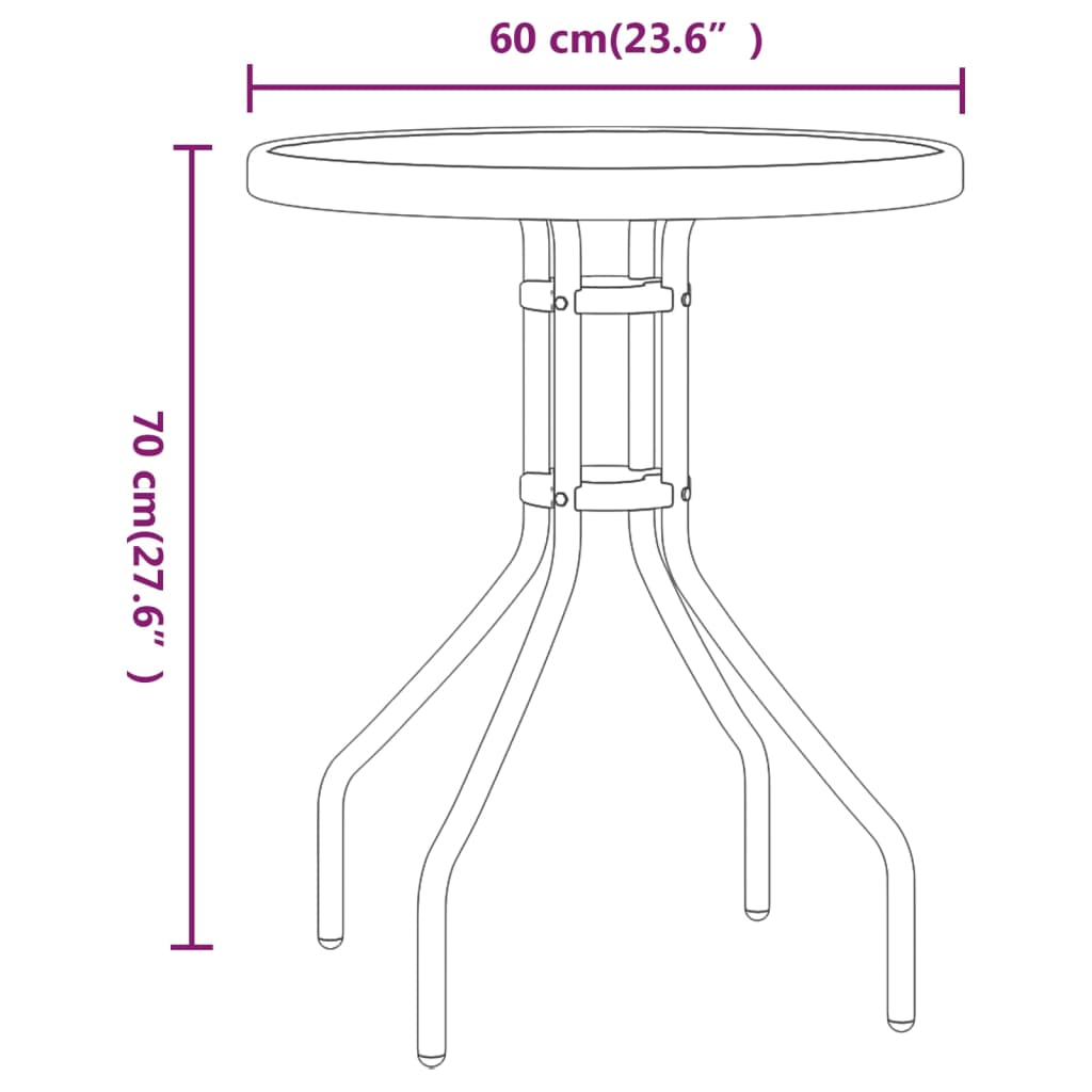 Ensemble de bistro de jardin 3 pcs Noir