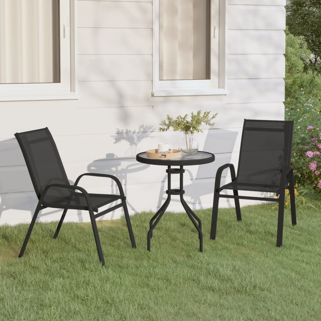 Set bistrot da giardino 3 pezzi Nero