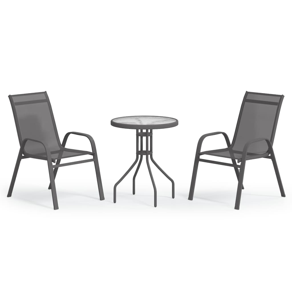 Ensemble de bistro de jardin 3 pcs Gris