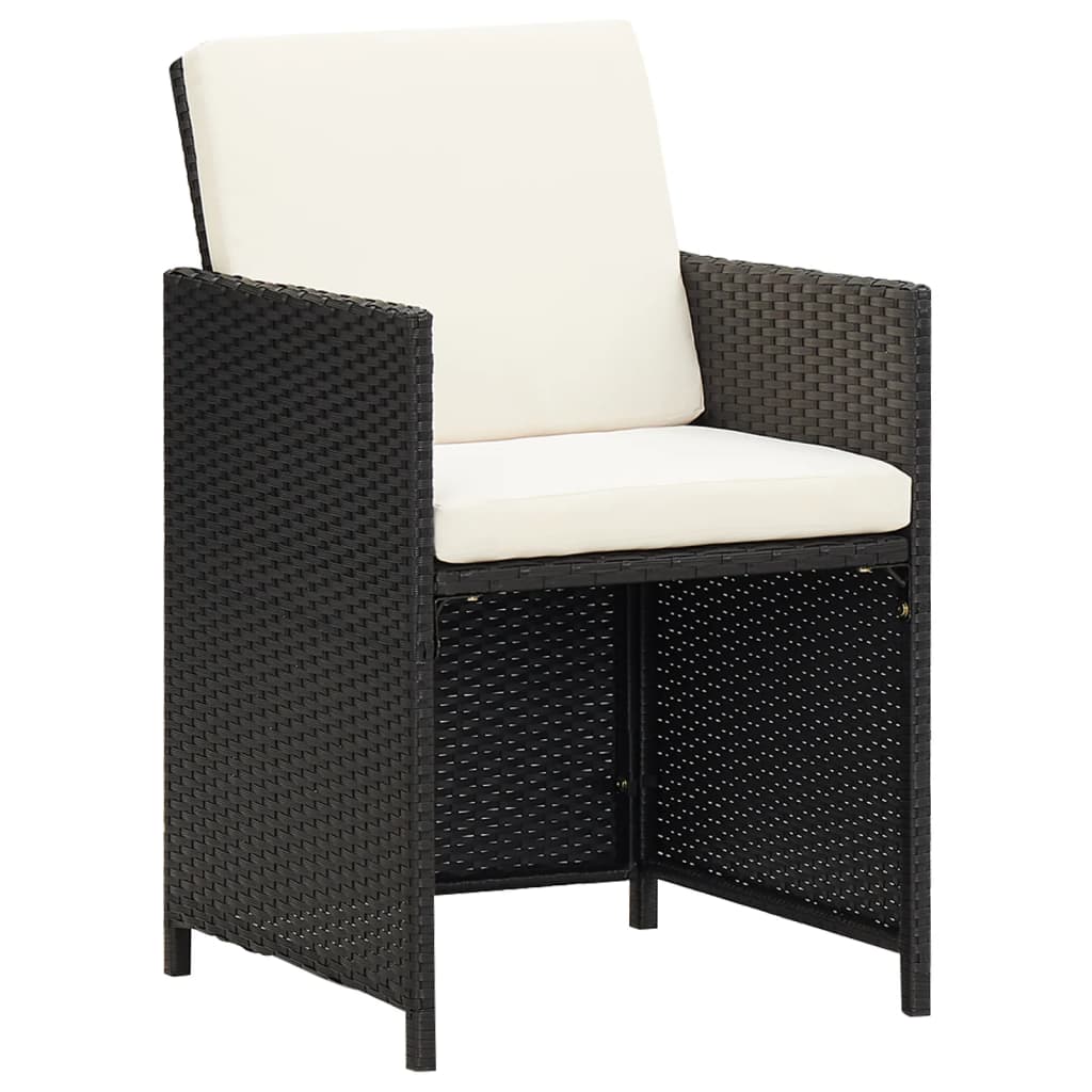 Mobilier à dîner de jardin et coussins 5pcs Résine tressée Noir