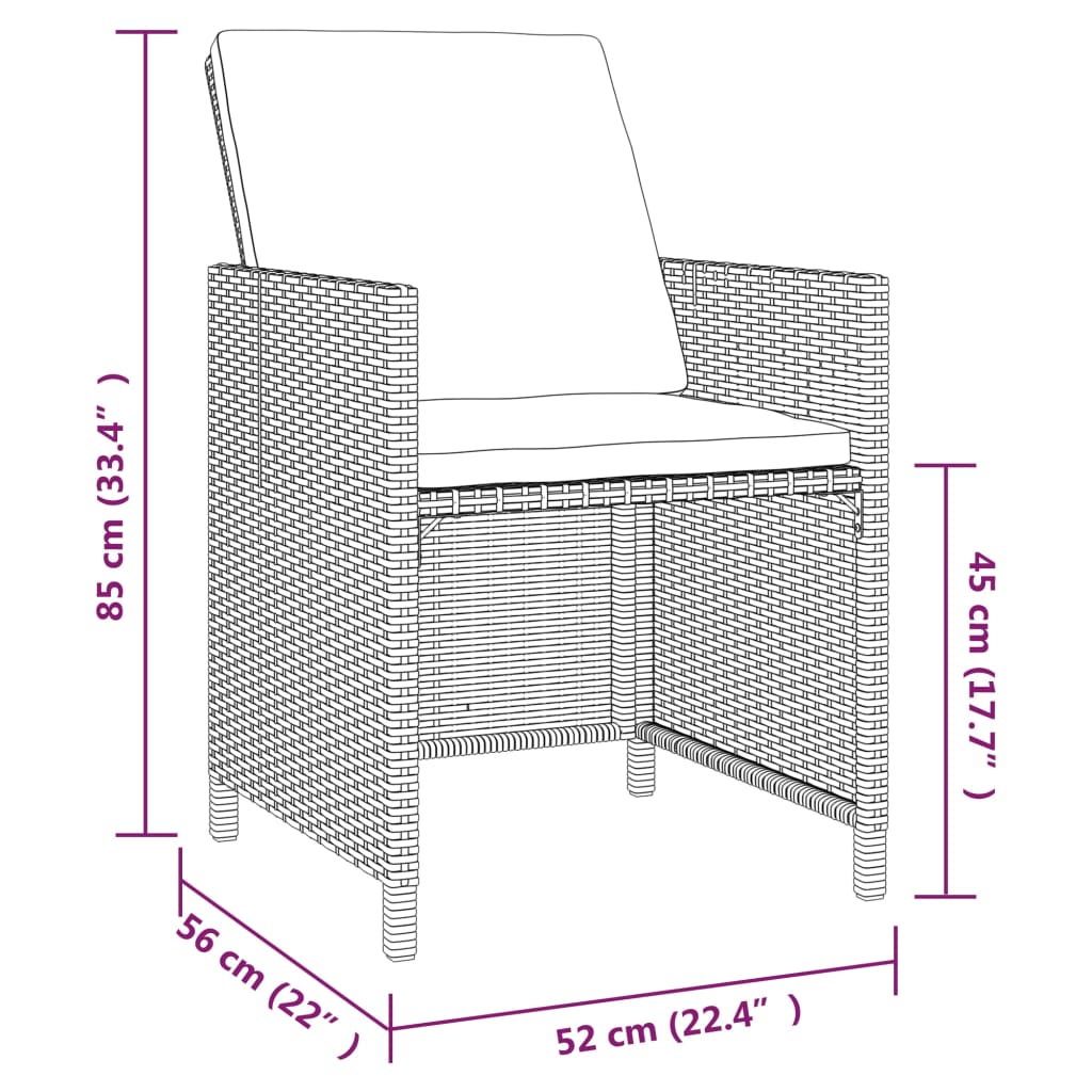 Mobilier à dîner de jardin et coussins 5pcs Résine tressée Noir