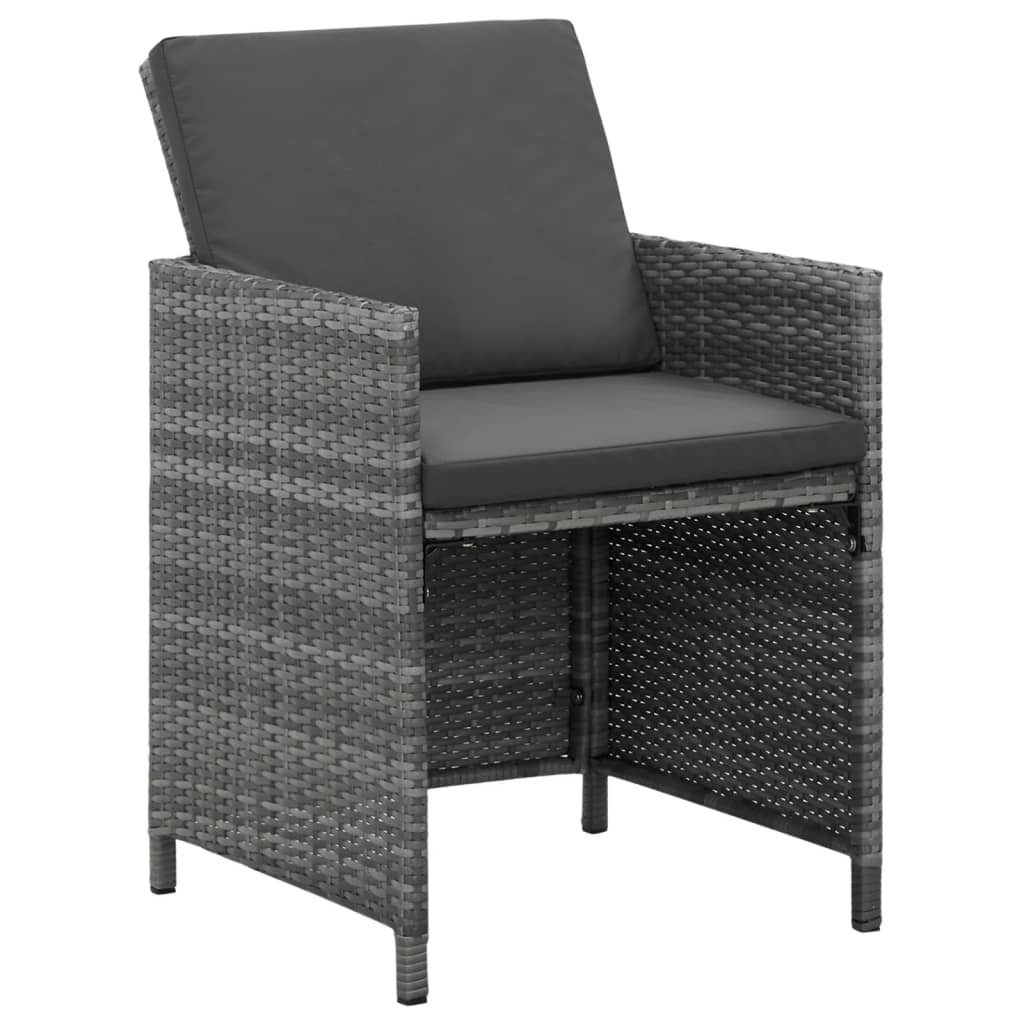 Mobilier à dîner de jardin et coussins 5pcs Résine tressée Gris