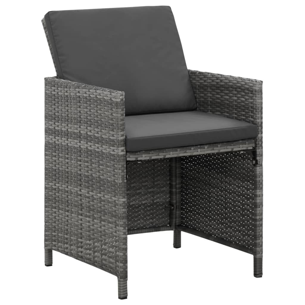 Mobilier à dîner de jardin et coussins 9pcs Résine tressée Gris