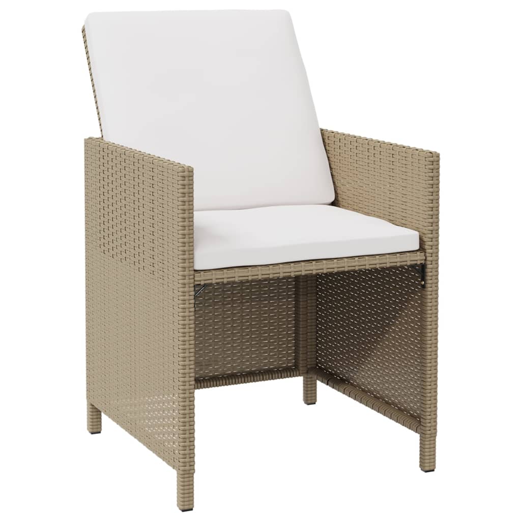 Meubles à dîner de jardin et coussins 5 pcs Poly rotin Beige