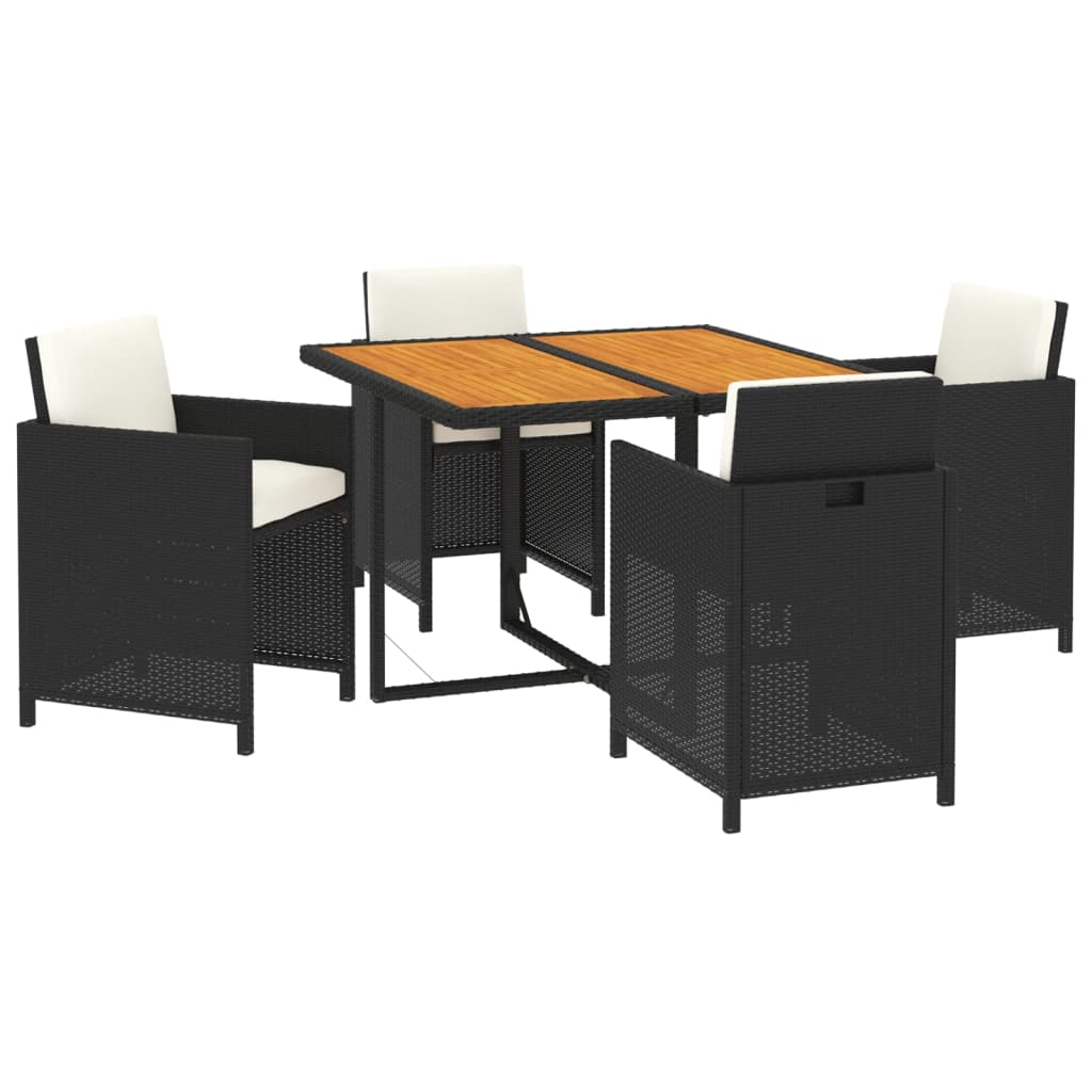 Mobilier à dîner de jardin et coussins 5pcs Résine tressée Noir