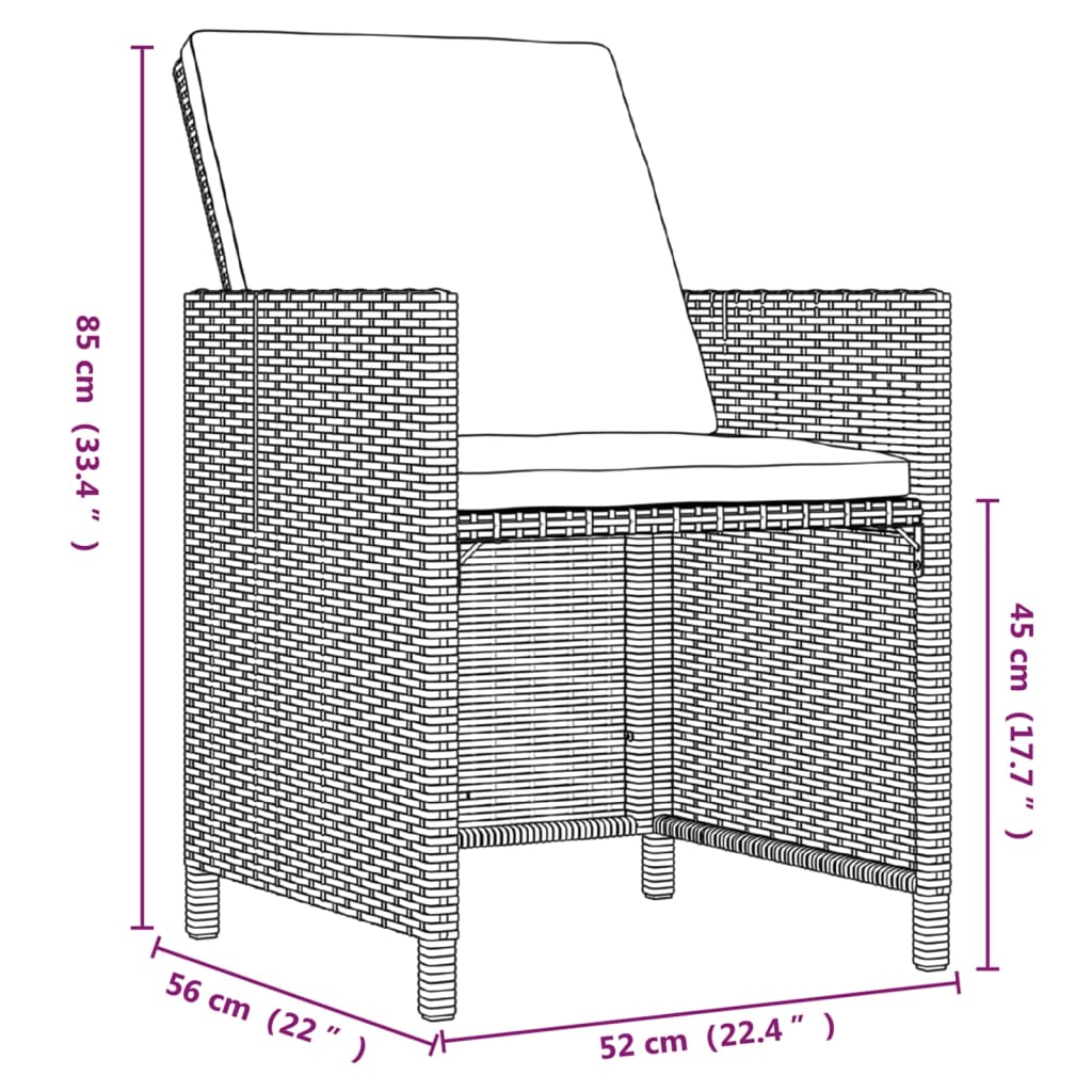 Mobilier à dîner de jardin et coussins 5pcs Résine tressée Noir