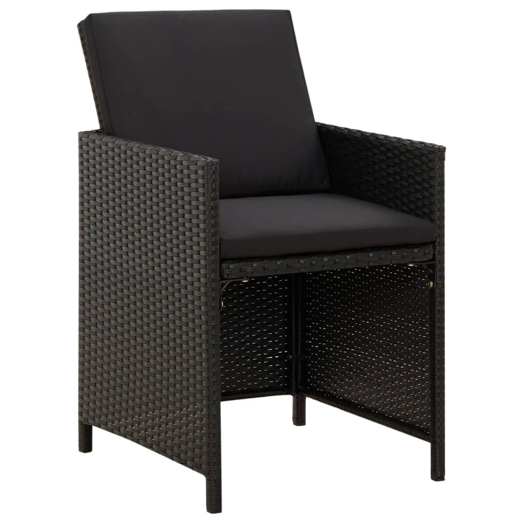 Mobilier à dîner de jardin et coussins 5pcs Résine tressée Noir