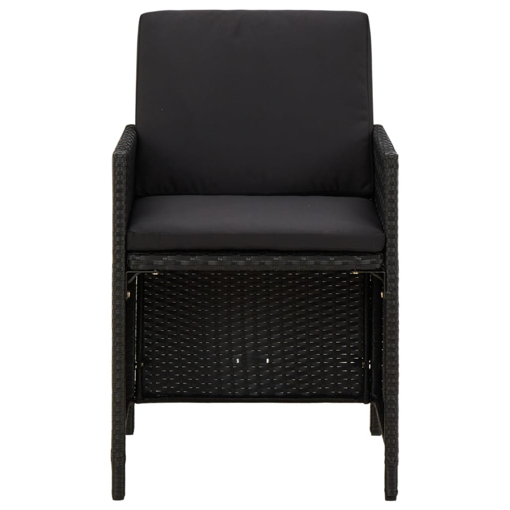 Mobilier à dîner de jardin et coussins 5pcs Résine tressée Noir