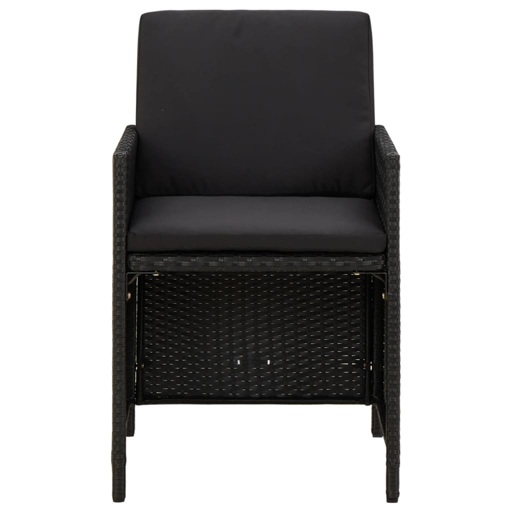 Mobilier à dîner de jardin et coussins 9pcs Résine tressée Noir