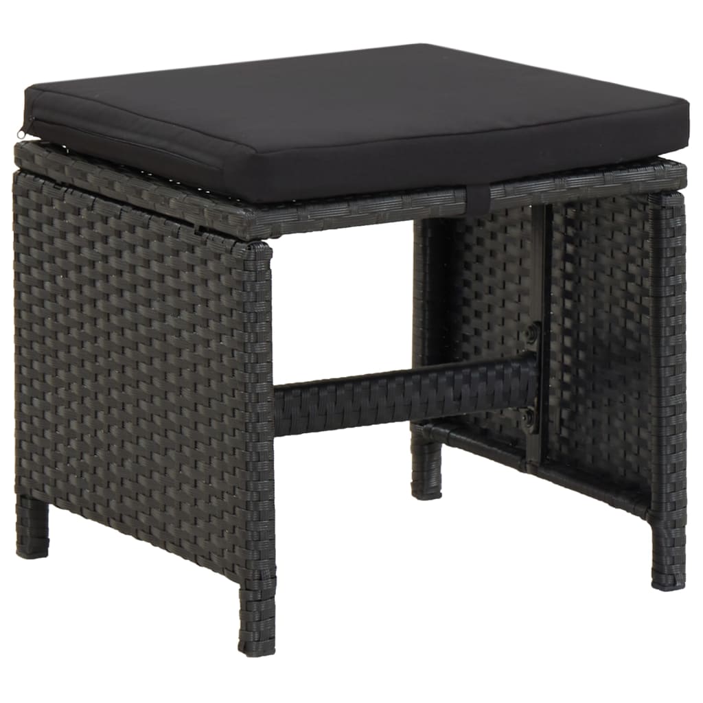 Mobilier à dîner de jardin et coussins 9pcs Résine tressée Noir