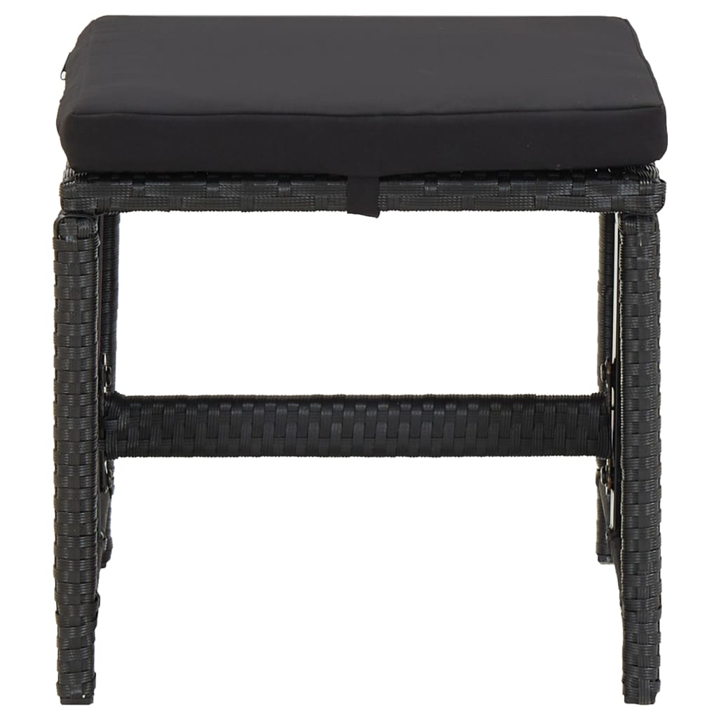 Mobilier à dîner de jardin et coussins 9pcs Résine tressée Noir