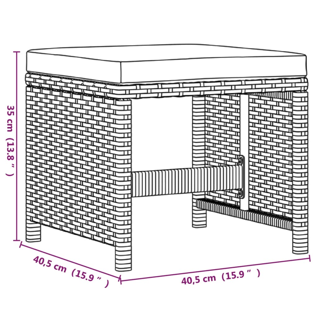 Mobilier à dîner de jardin et coussins 9pcs Résine tressée Noir