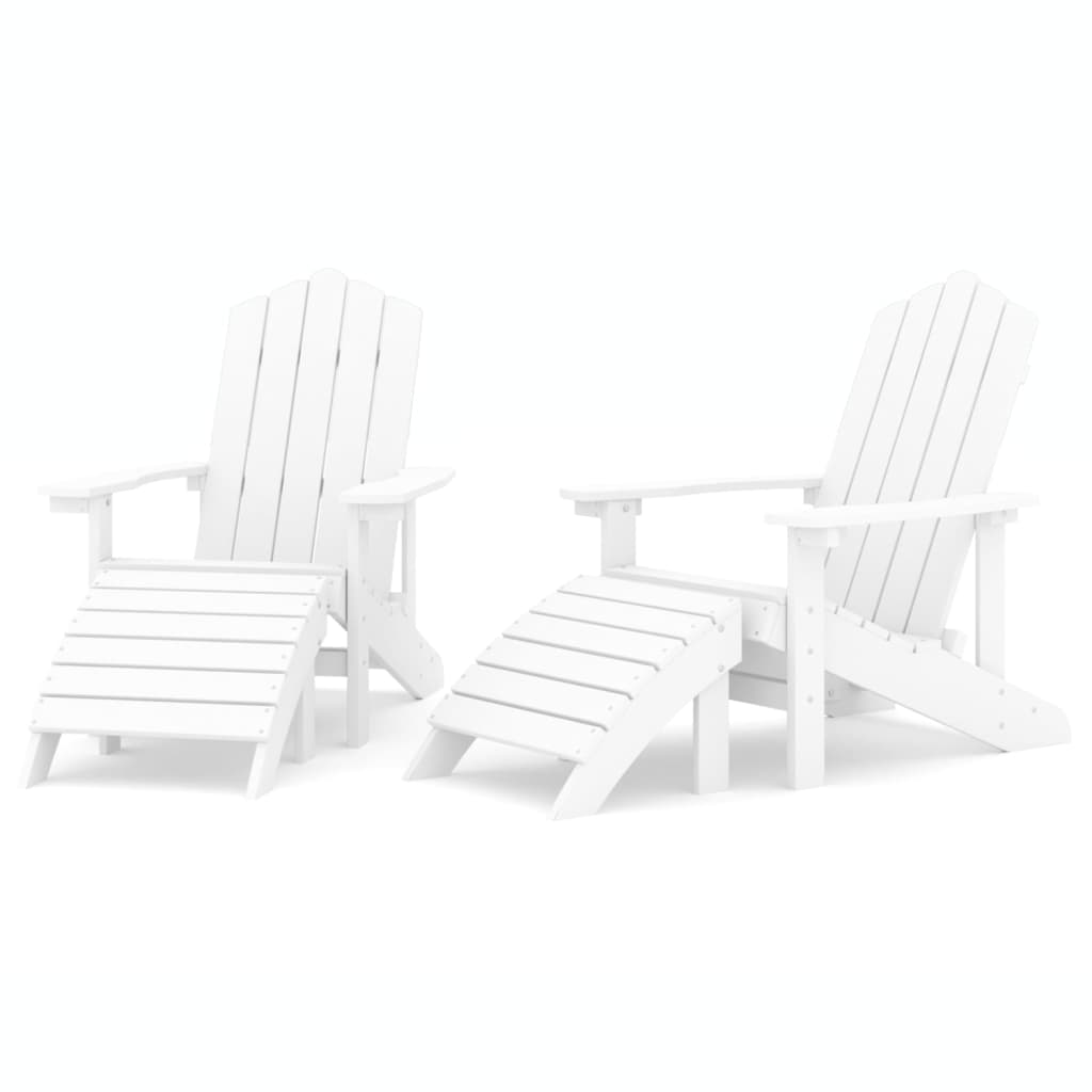 Adirondack 2 PCs Gartenstühle mit PEHD -weißen Fußstützen