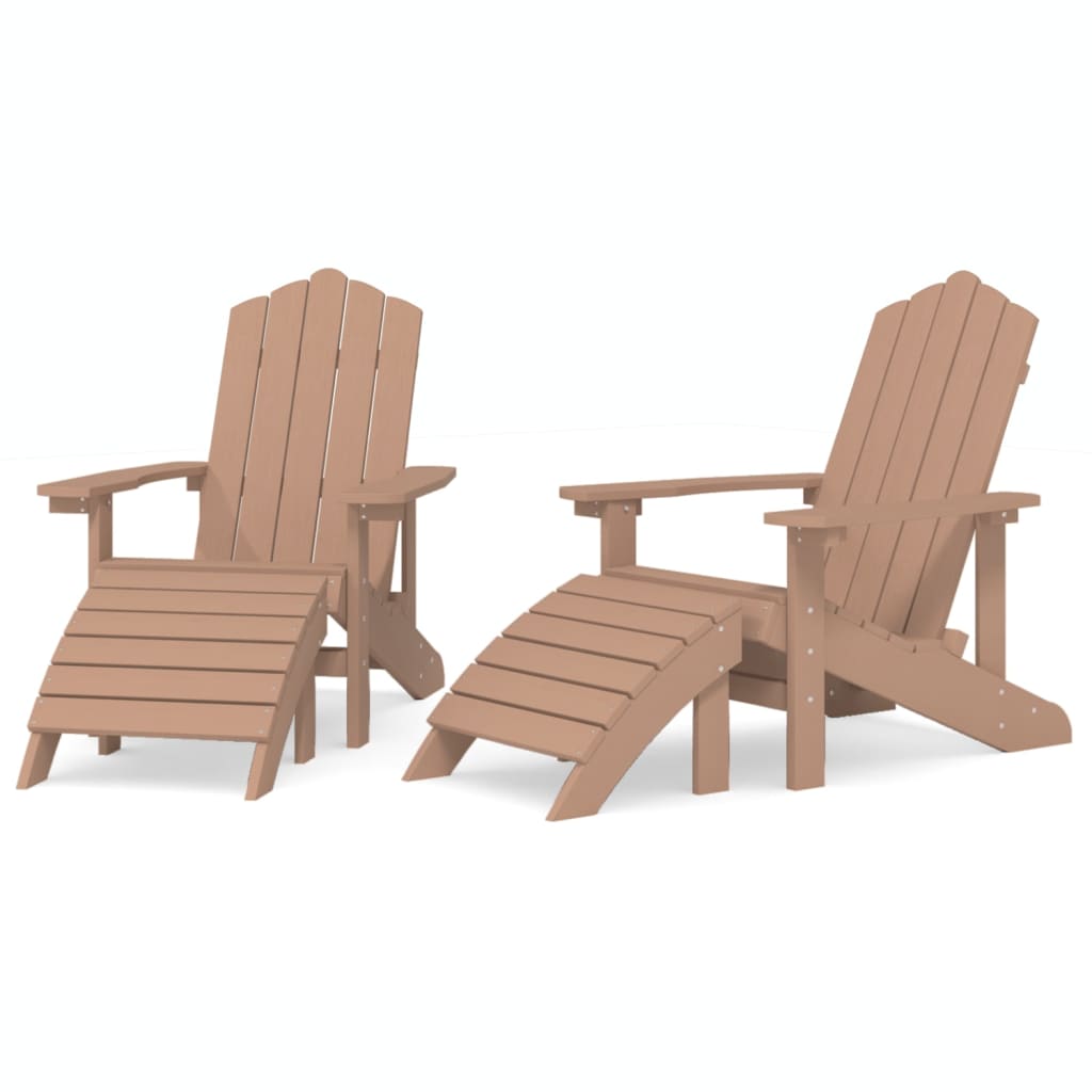 Adirondack 2pcs Gartenstühle mit PEHD -braunen Fußstützen
