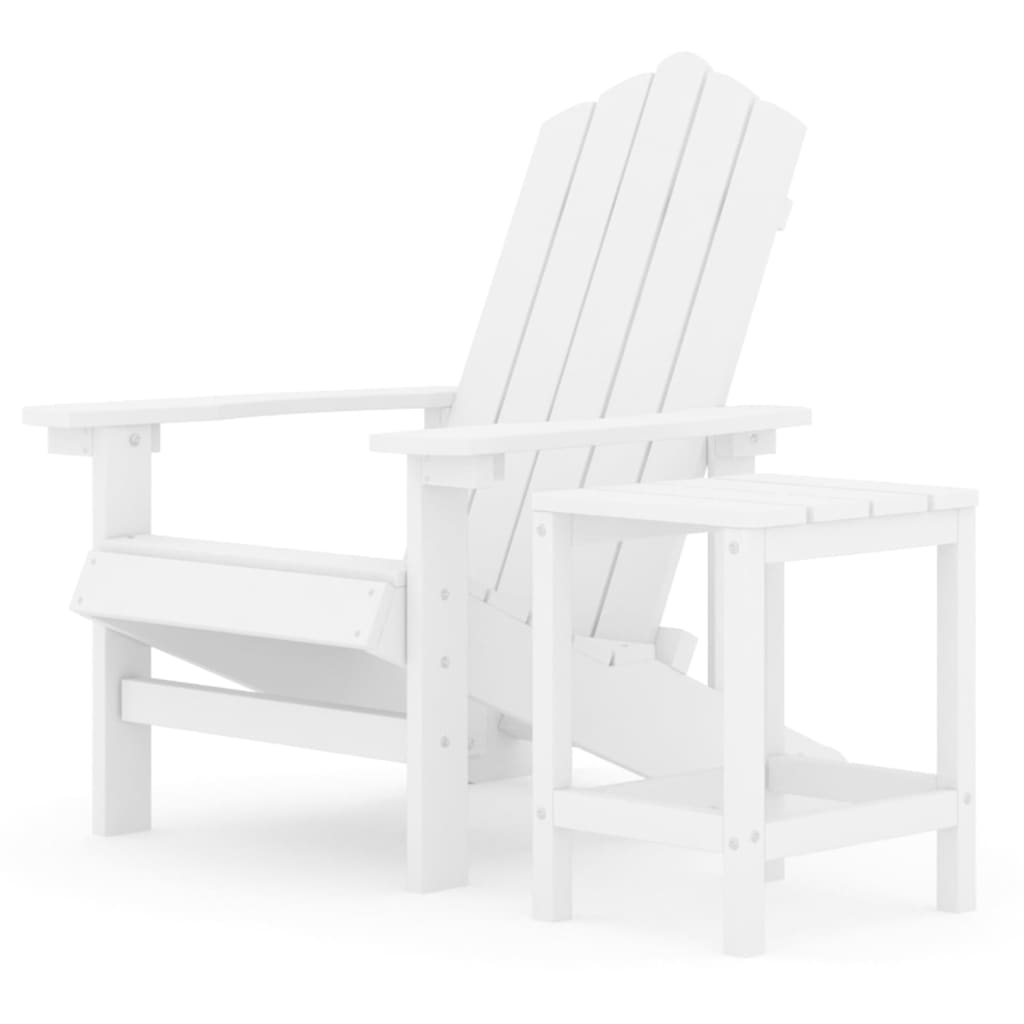 Adirondack Gartenstuhl mit weißem PEHD -Tisch