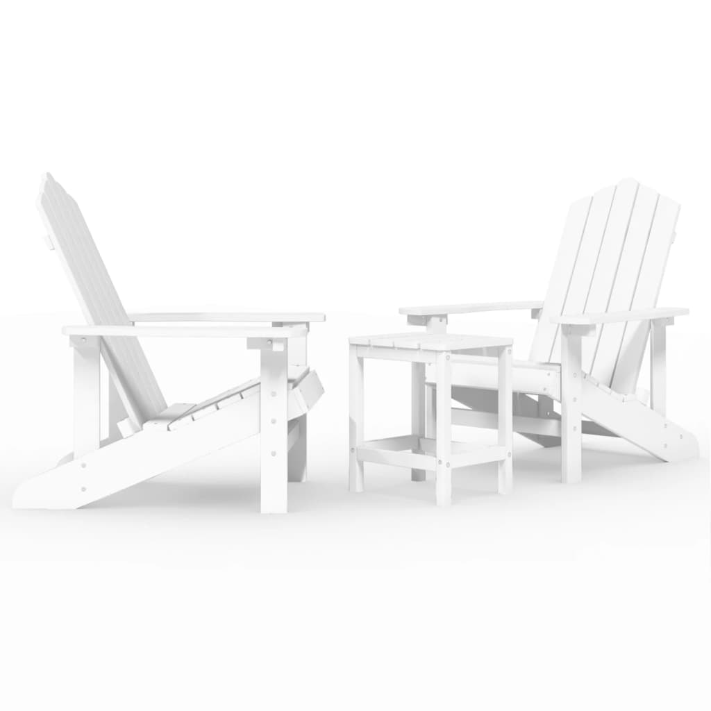 Adirondack Gartenstühle mit weißem PEHD -Tisch