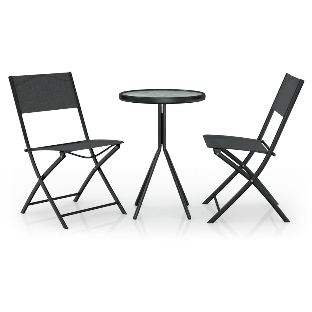 Bistro Set 3 PCs Schwarzer Stahl