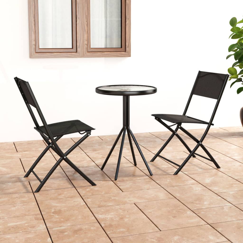 Bistro set 3 pezzi in acciaio nero