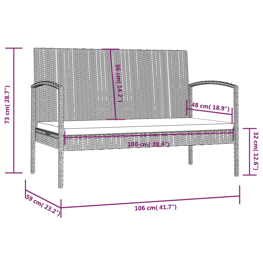 Salon de jardin 8 pcs avec coussins résine tressée marron