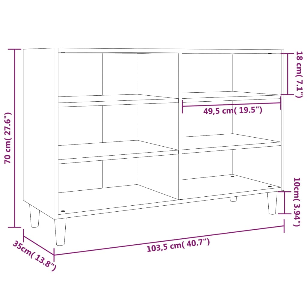 Buffet Sonoma gris 103,5x35x70 cm Aggloméré