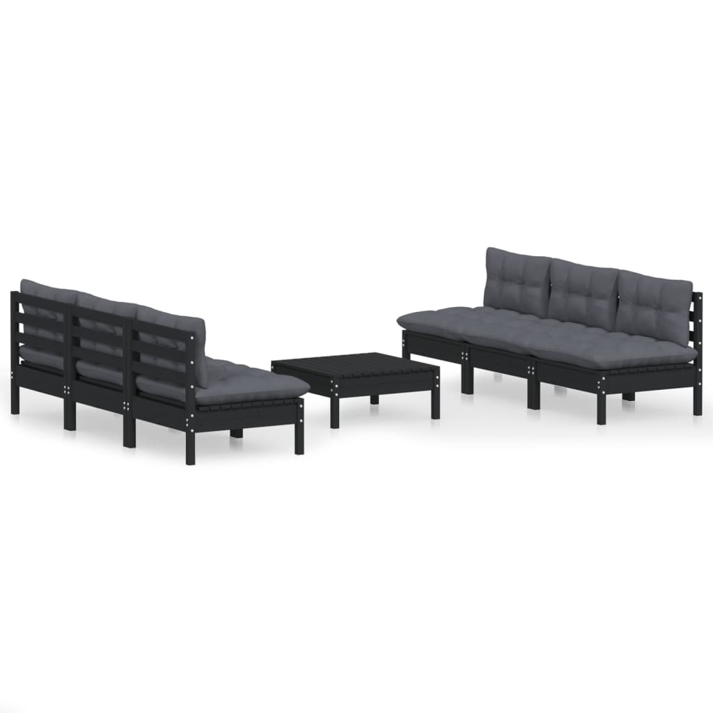 Garden furniture 7 pcs with anthracite pine wood cushions