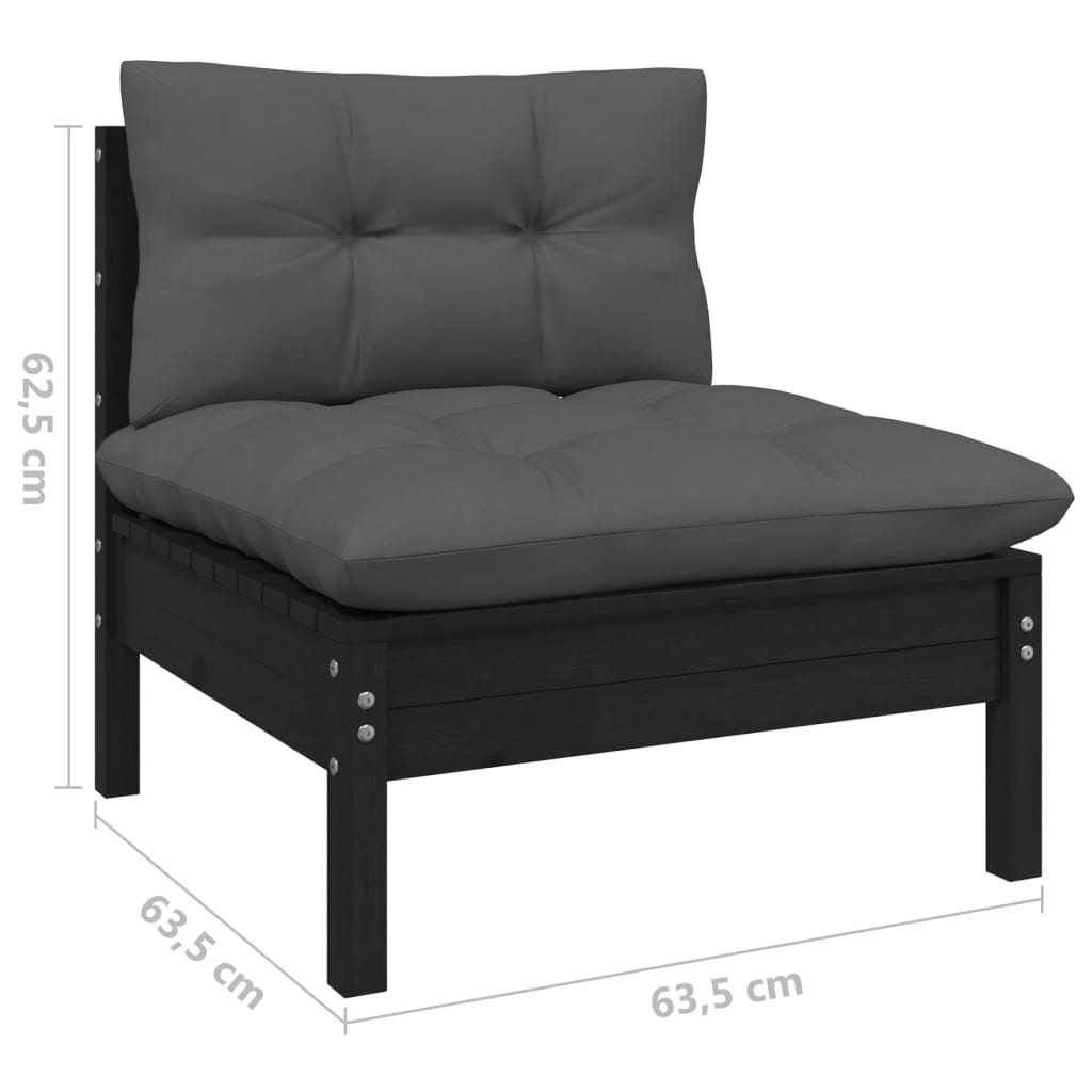 5 pcs garden furniture with anthracite pine wood cushions