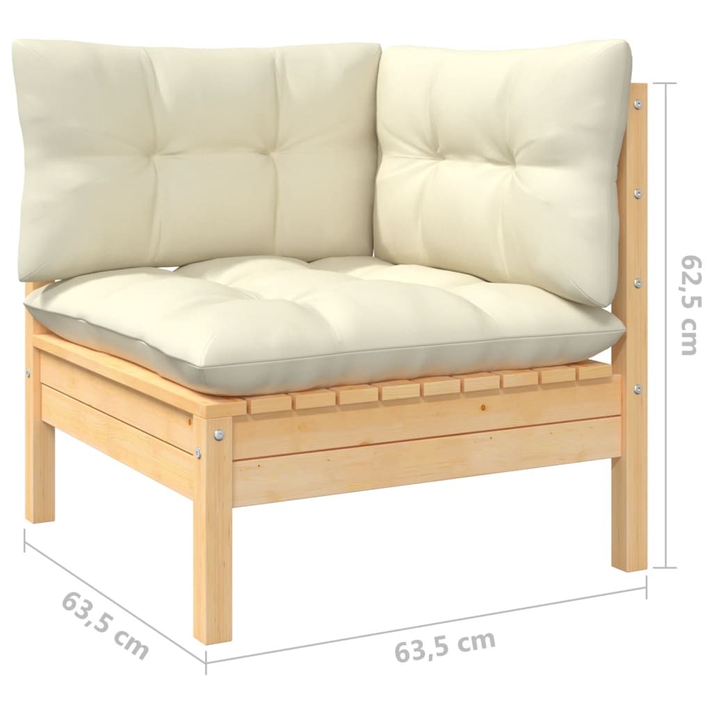 4 pcs garden furniture with cushions of solid pine wood