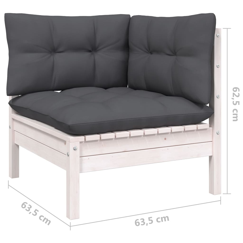 4 pcs garden furniture with solid pine wood cushions