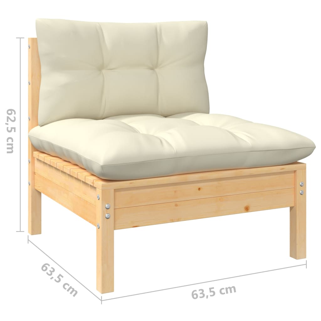 5 pcs garden furniture with cushions of solid pine wood