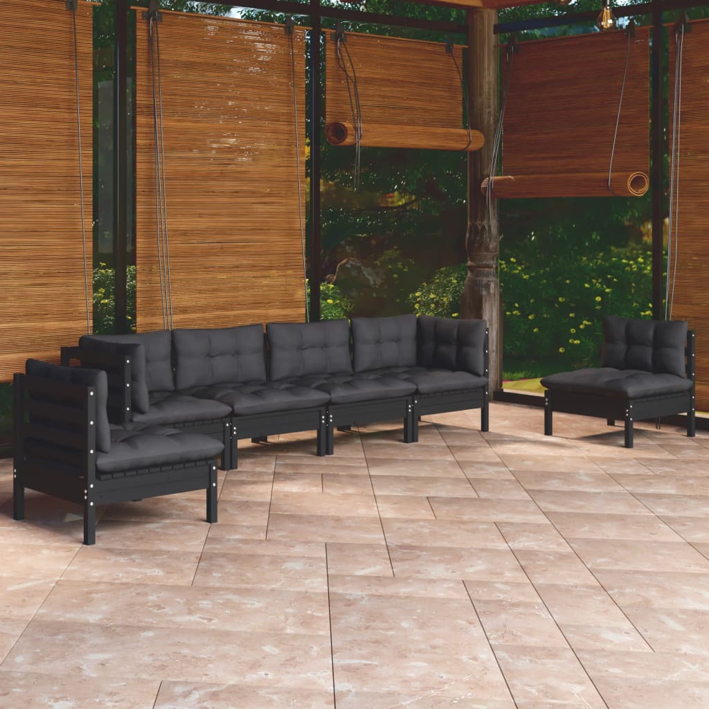 Salon de jardin 7 pcs avec coussins Bois de pin massif