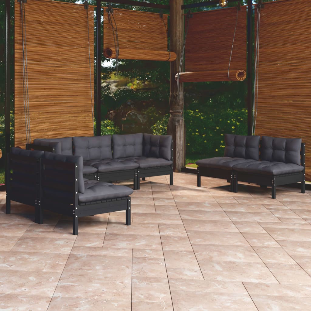 Salon de jardin 7 pcs avec coussins Bois de pin massif