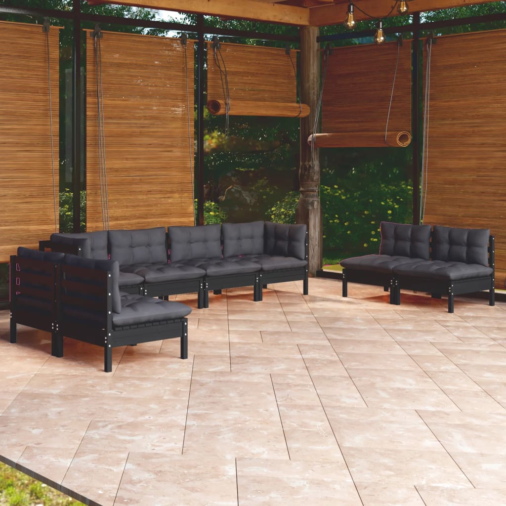 Salon de jardin 8 pcs avec coussins Bois de pin massif