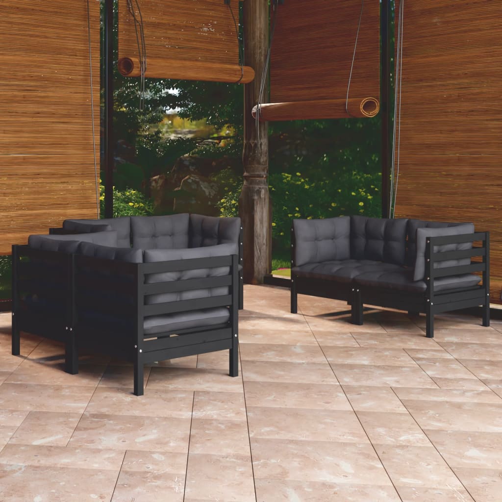 Salon de jardin 6 pcs avec coussins Bois de pin massif